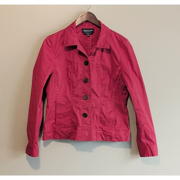 Jones New York Size PL Red Jacket Stretch Petite Womens Coat Large L Button - Picture 1 of 4